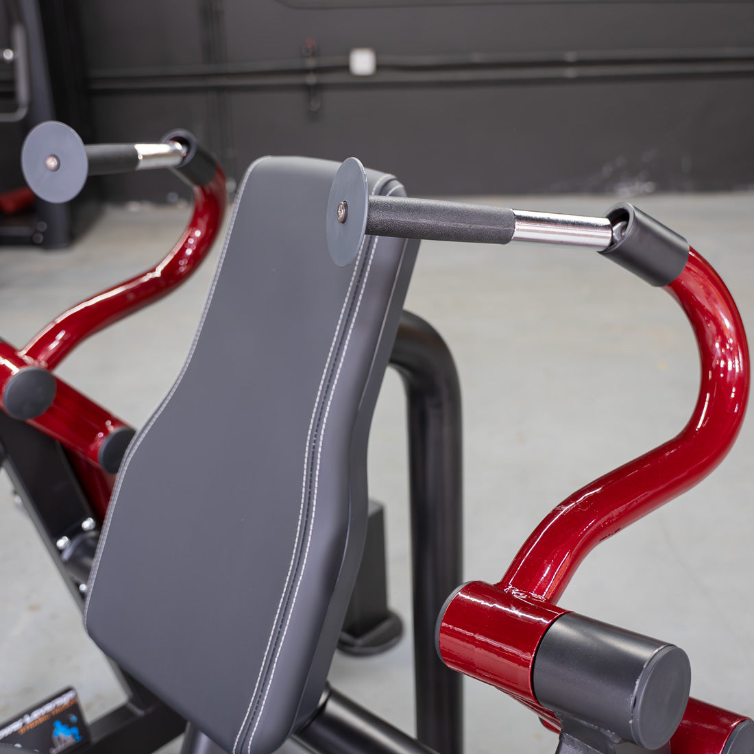 muscle d fitness commercial plate loaded power leverage v2 black and maroon hammer grip triceps machine detail