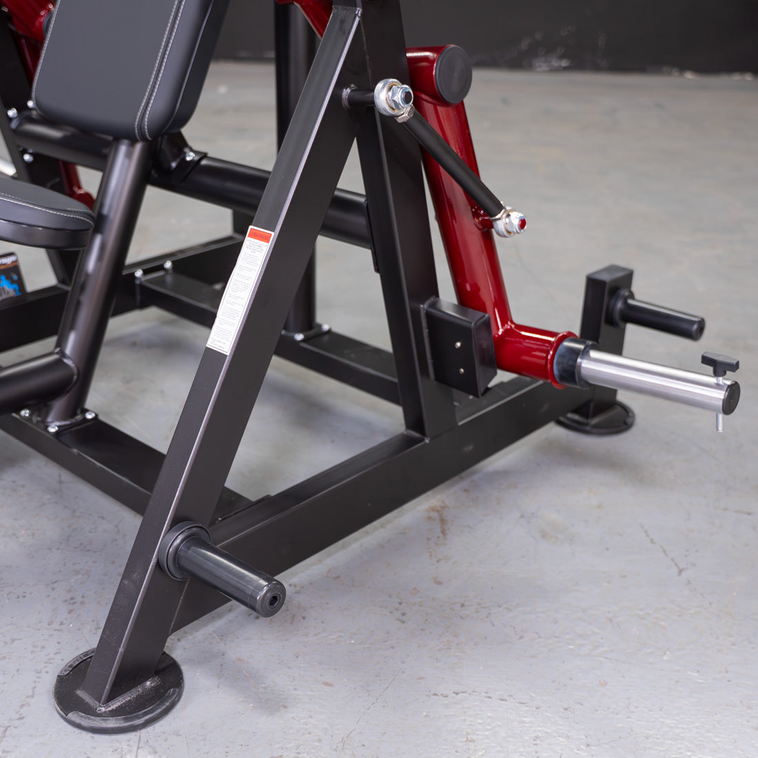 muscle d fitness commercial plate loaded power leverage v2 black and maroon hammer grip triceps machine detail