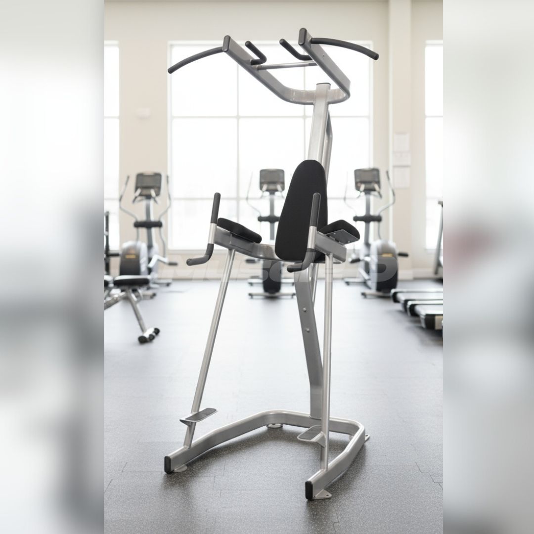 Elevación vertical de rodillas con estación de dominadas