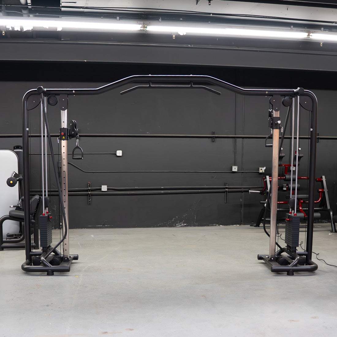 muscle d fitness commercial selectorized vogue black cable crossover machine