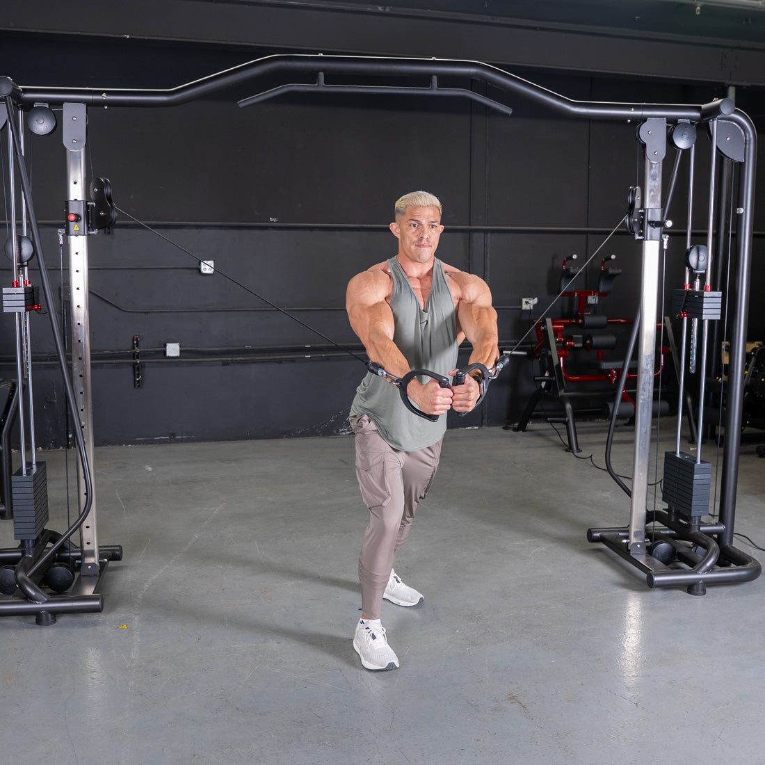 muscle d fitness commercial selectorized vogue black cable crossover machine