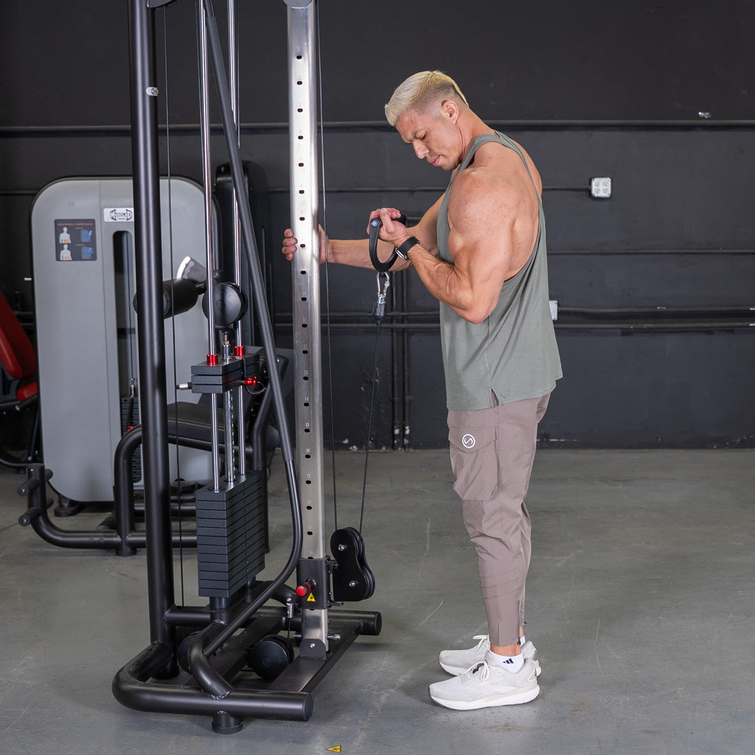 muscle d fitness commercial selectorized vogue black cable crossover machine