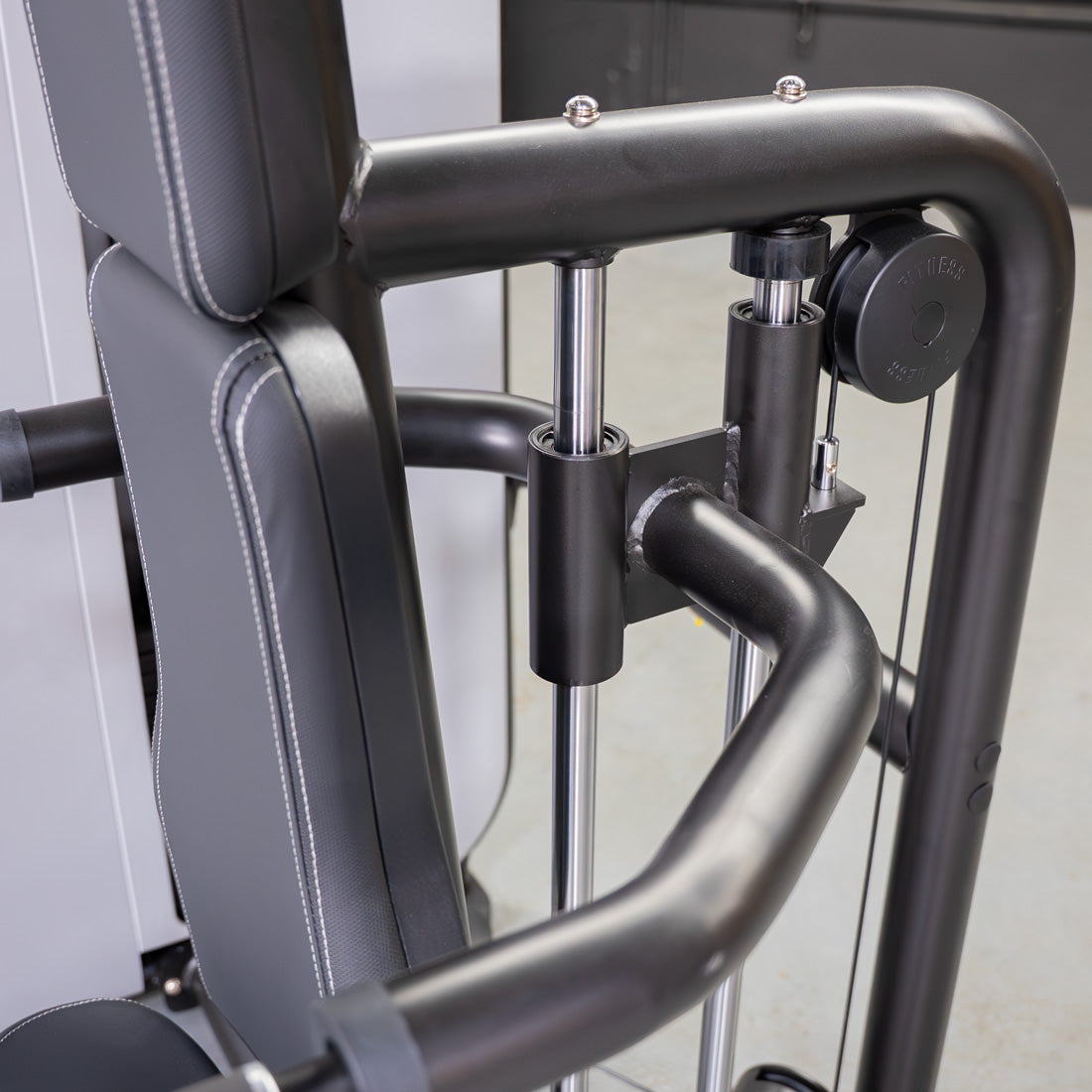 muscle d fitness commercial selectorized vogue black and light grey triceps press down machine detail