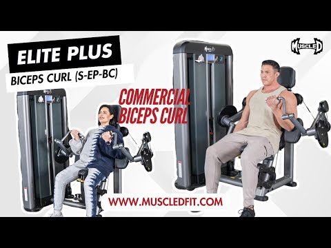 muscle d fitness commercial selectorized black and dark grey elite plus biceps curl machine model demonstration video