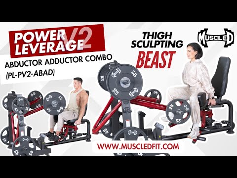 muscle d fitness commercial plate loaded power leverage v2 abductor adductor combo machine model demonstration video