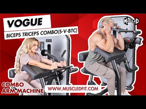 muscle d fitness commercial selectorized vogue biceps triceps combo machine model demonstration video