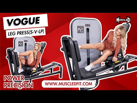muscle d fitness commercial selectorized vogue black and light grey leg press machine model demonstration video