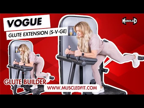 muscle d fitness commercial selectorized vogue black and light grey glute extension machine model demonstration video