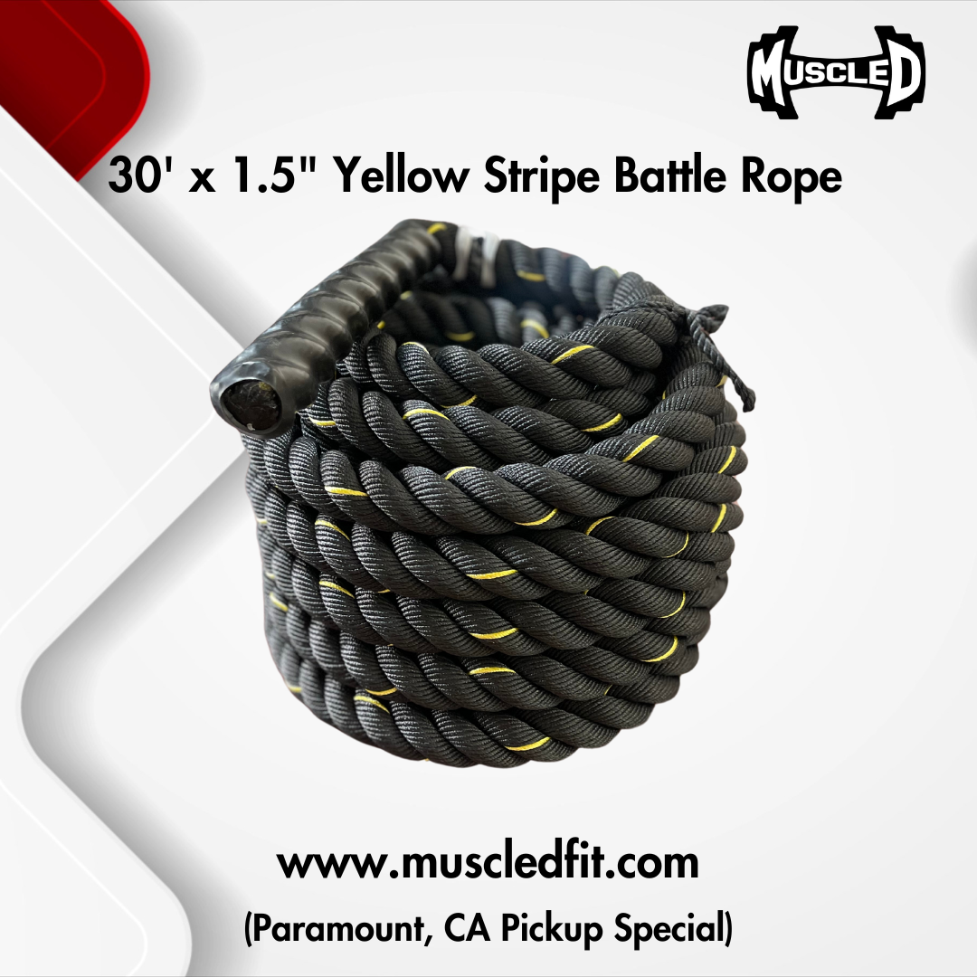 Muscle D 30' x 1.5" Yellow Stripe Battle Rope - Local Pick Up Only Deal(Paramount,CA)