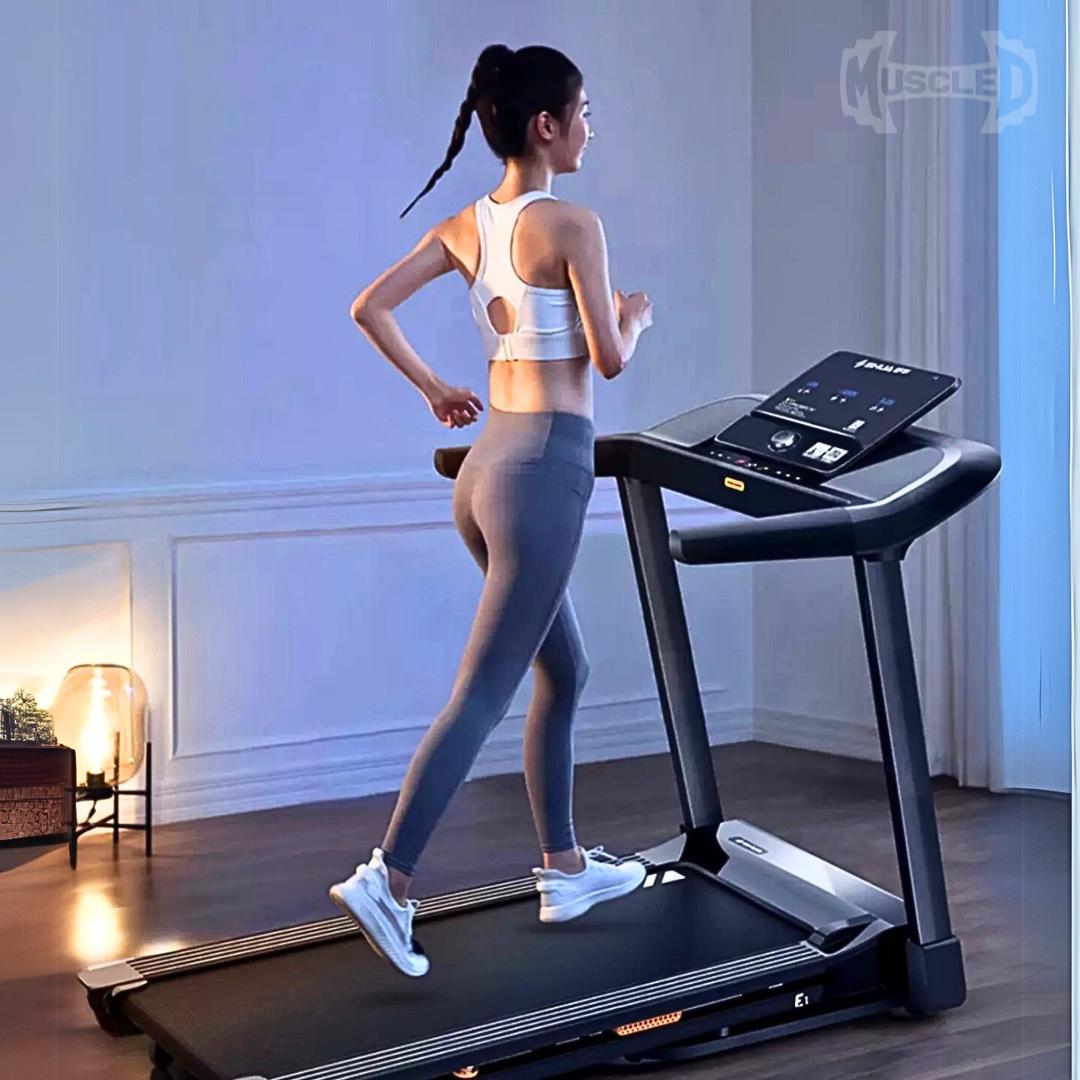 Light Commerical Folding Treadmill - Muscle D Fitness - LED Display - Heart Rate Monitor - Safety Clip