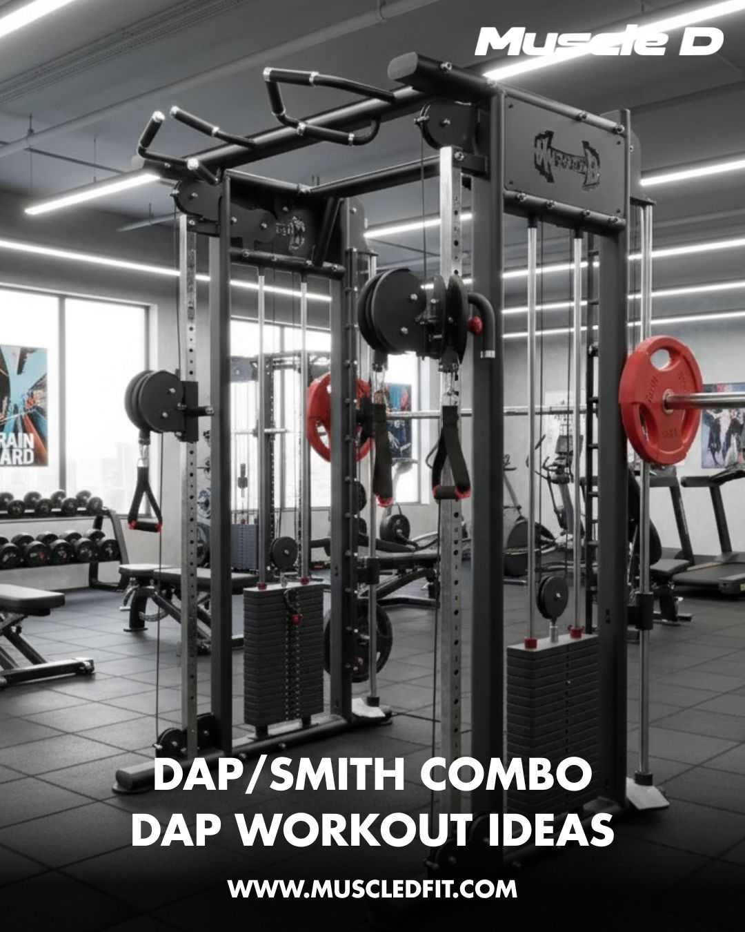 Muscle D Fitness Dual Adjustable Pulley Smith Combo – Full Body Trainer