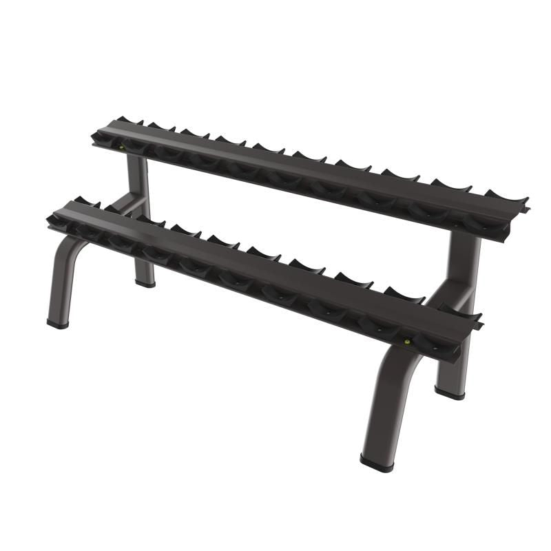 commercial grade black two tier dumbbell rack for ten pairs of dumbbells