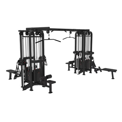 8 Stack Megatron Standard Jungle Gym - 2 Colors - Muscle D Fitness - Black/Silver, Lat Pulldown, Pull-up, Low Row, Single/Double Pulleys