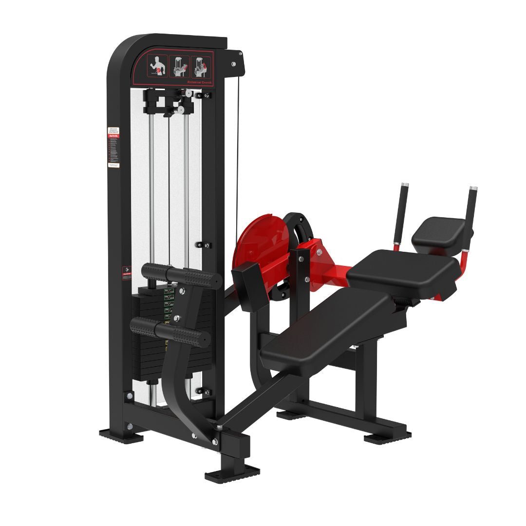 Black and red Classic V2 Abdominal Crunch  machine gym equipment on a white background