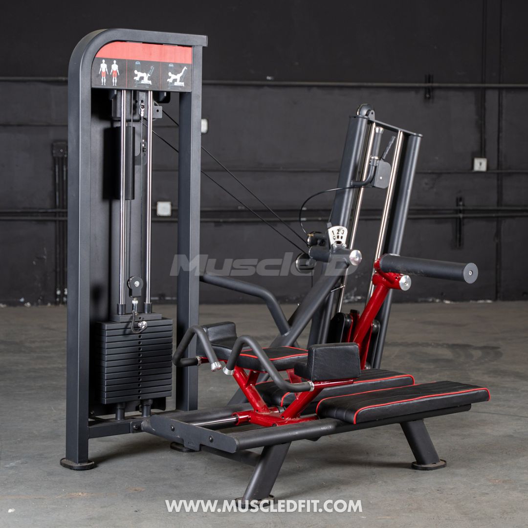 Classic V2 Glute Kick machine with red and black design on a concrete floor against a dark wall.