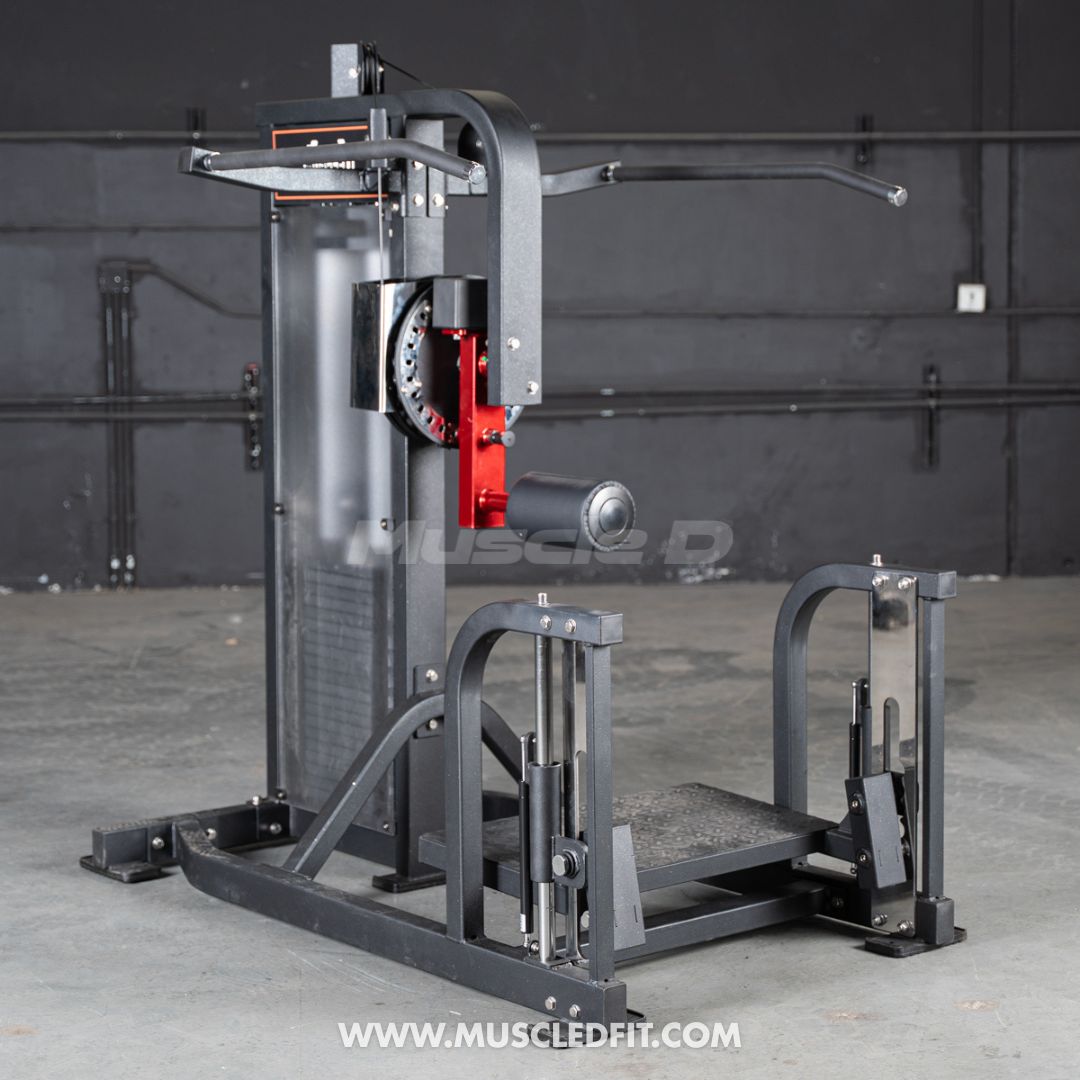 Classic V2 Multi Hip machine with 'Muscle Fit' branding on a gray floor.