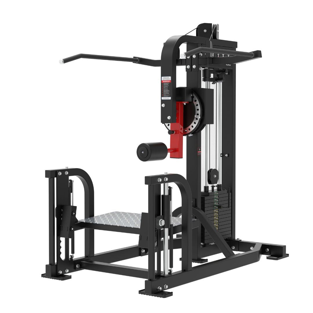 Black Classic V2 Multi Hip  machine with red accents on a white background