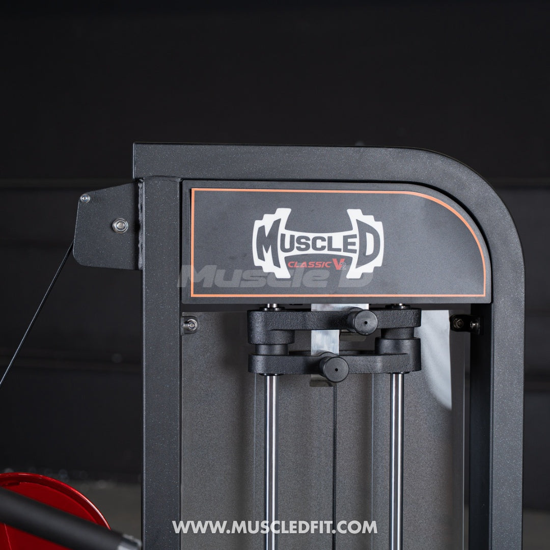  Classic V2 Triceps extension  machine with 'Muscle D' branding on a dark background