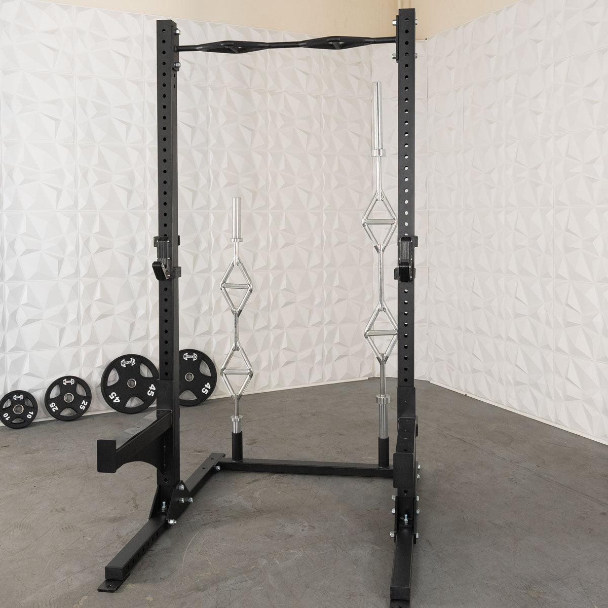 TGrip Commercial Squat Stand - 3x3 Steel - Functional Multi-Grip Pull-Up - Bar & Plate Storage - J-Hooks