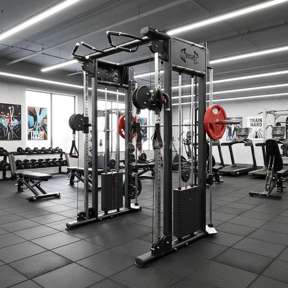Muscle D Fitness Dual Adjustable Pulley Smith Combo, Full Body Trainer
