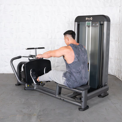 commercial black and dark grey selectorized long pull row machine 