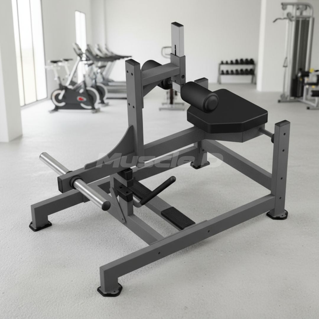 Excel Seated Calf Raise - Muscle D Fitness - Plate Load Foot Extension - Adjustable Roller Pads