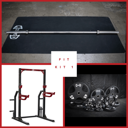 Compact Half Cage Complete Weight Kit - Muscle D Fitness - Storage Squat Rack Adjustable - Dip Handles