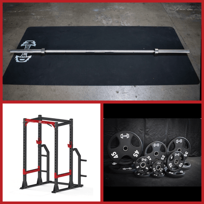 Compact Power Cage Complete Weight Set - Muscle D Fitness - Adjustable Squat Rack - Gym Storage - Chin up Bar Home Gym