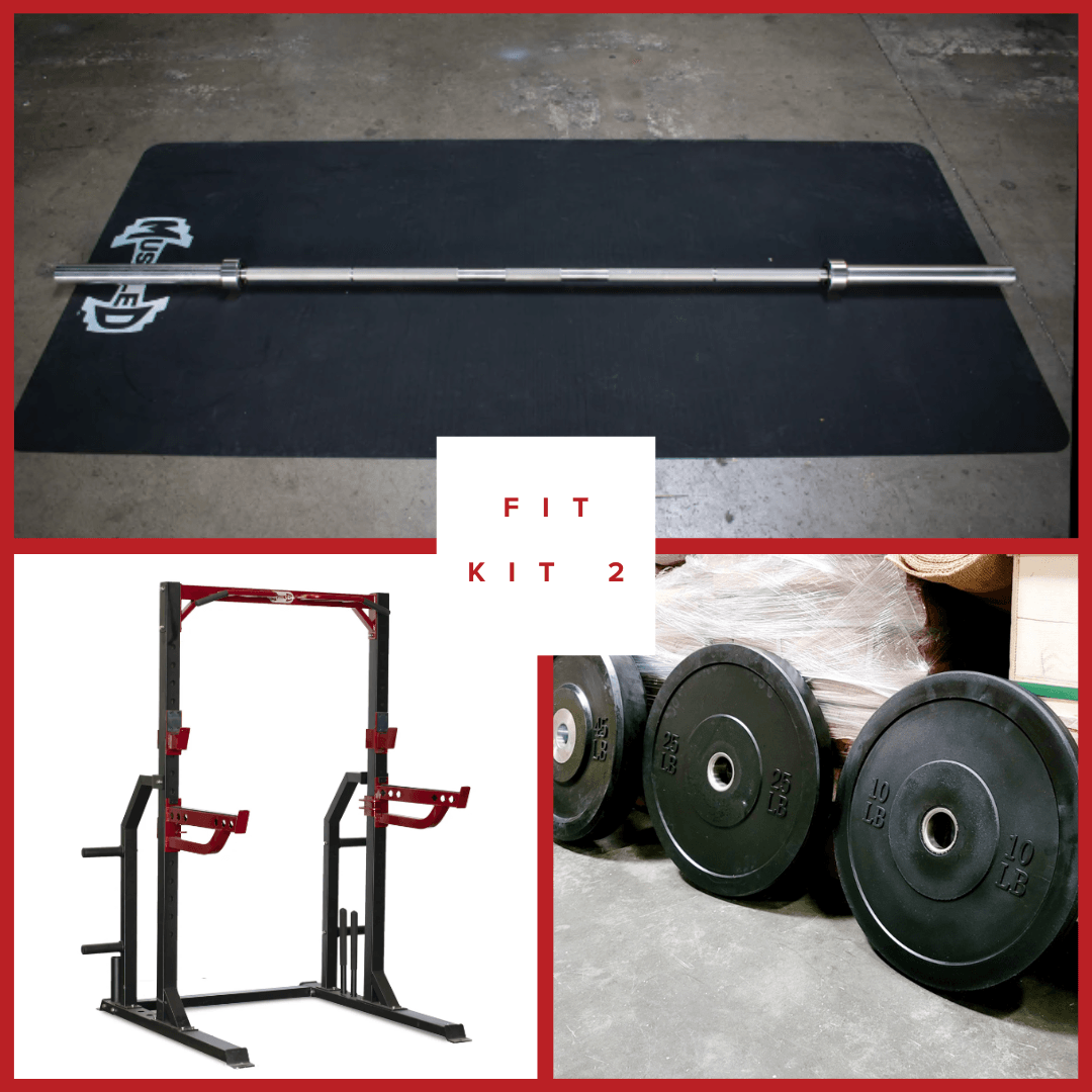 Compact Half Cage Complete Weight Kit - Muscle D Fitness - Storage Squat Rack Adjustable - Dip Handles