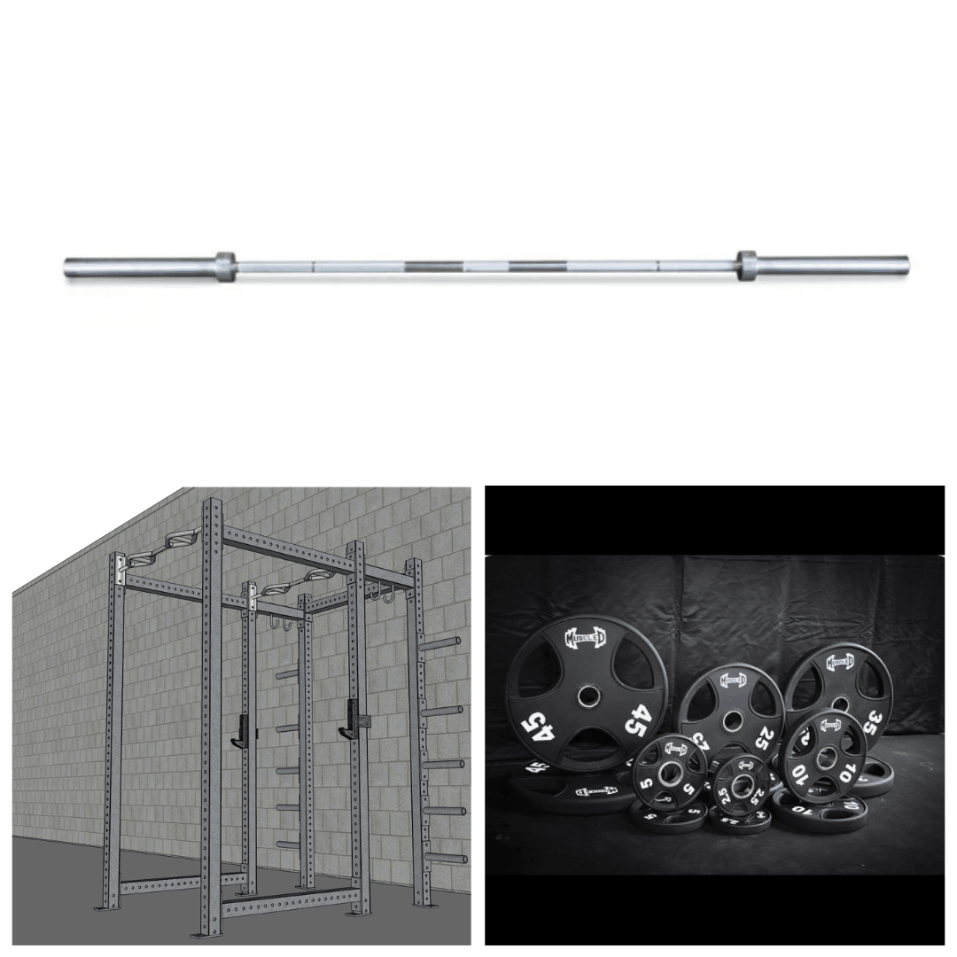 TGrip Commercial Full Power Rack Set - 3x3 Steel - Functional Multi-Grip Pull-Up - Plate Storage - J-Hooks