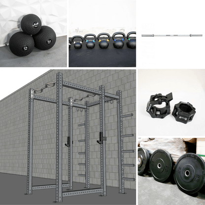 TGrip Commercial Full Power Rack Set - 3x3 Steel - Functional Multi-Grip Pull-Up - Plate Storage - J-Hooks