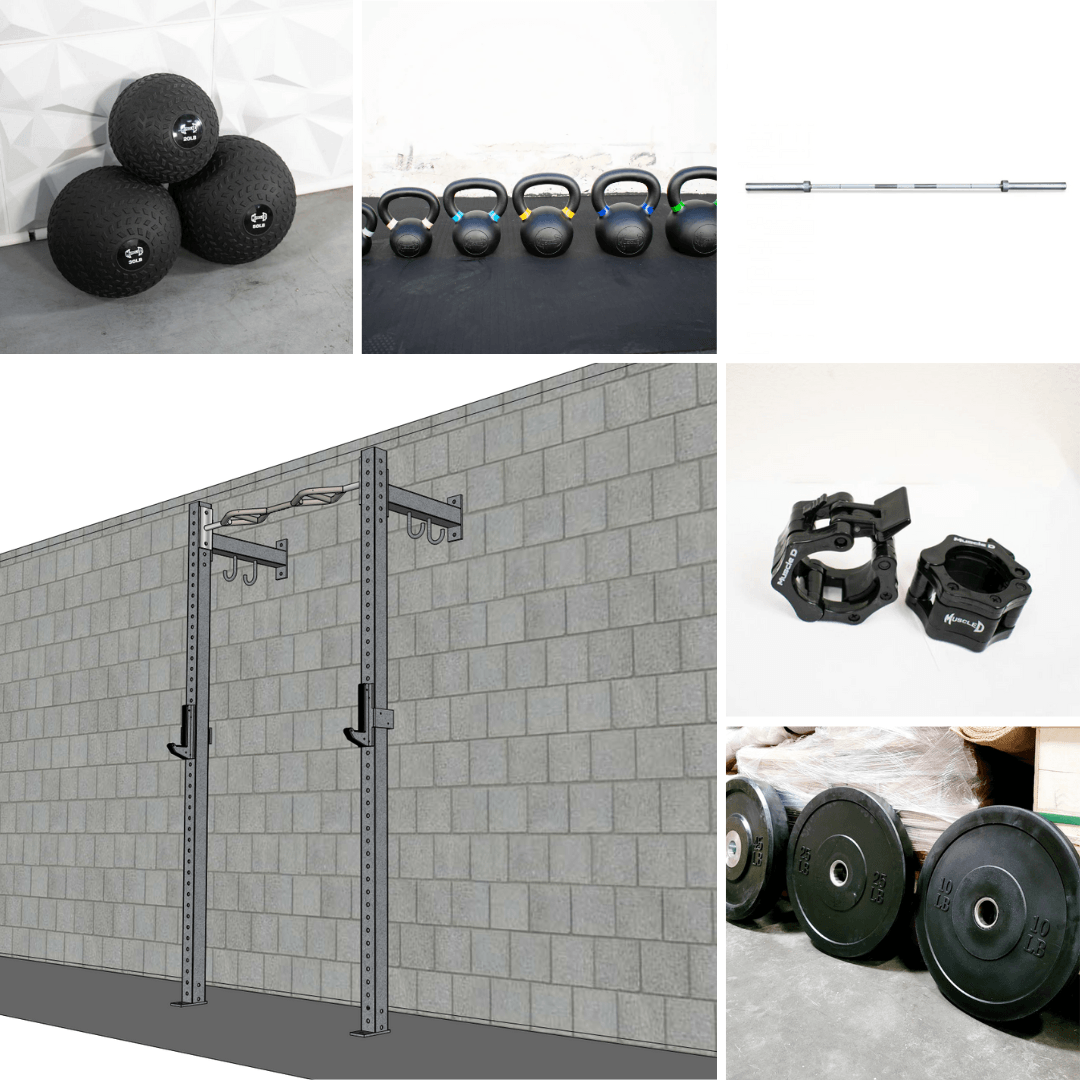 TGrip Commercial 4' Low Profile Wall Mount Rig - 3x3 Steel - Functional Multi-Grip Pull-Up - Sandwich Style J-Hooks