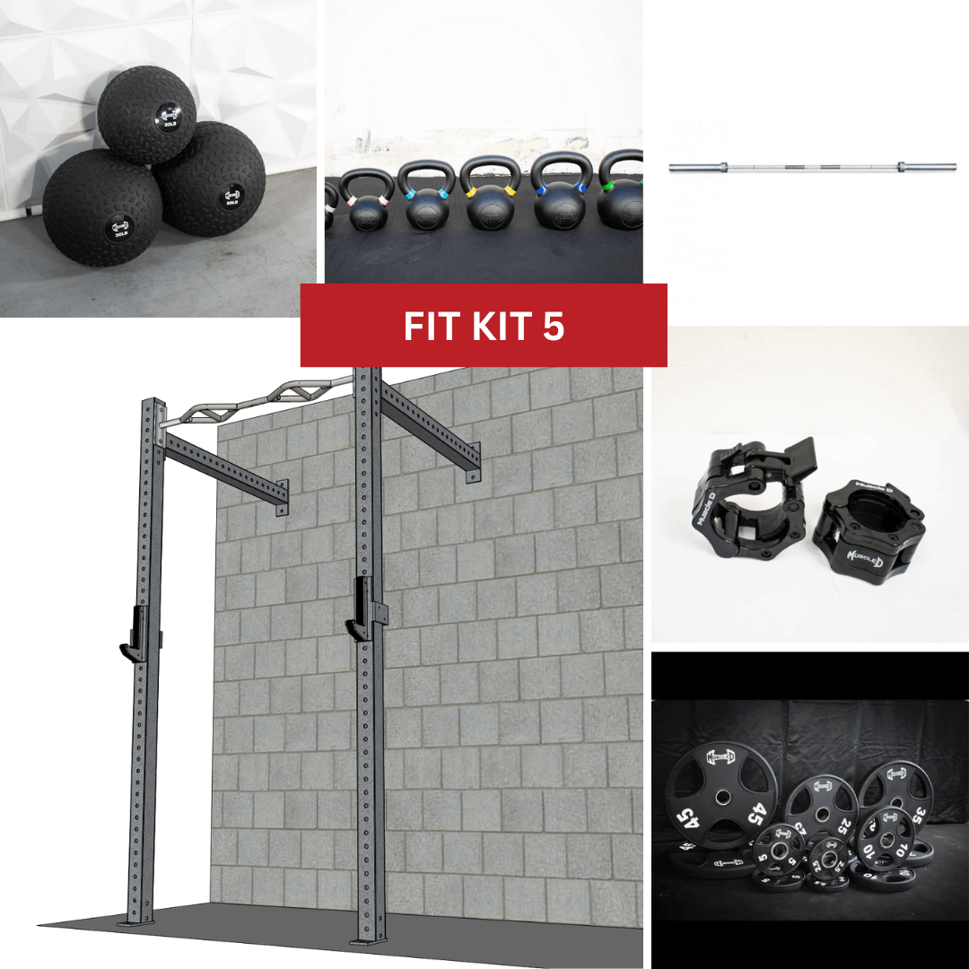 TGrip Commercial 4' Wall Mount Rig Weight Set - 3x3 Steel - Functional Multi-Grip Pull-Up - Sandwich Style J-Hooks