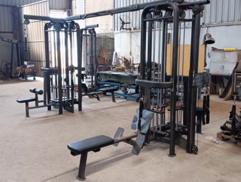 8 Stack Megatron Standard Jungle Gym - 2 Colors - Muscle D Fitness - Black/Silver, Lat Pulldown, Pull-up, Low Row, Single/Double Pulleys