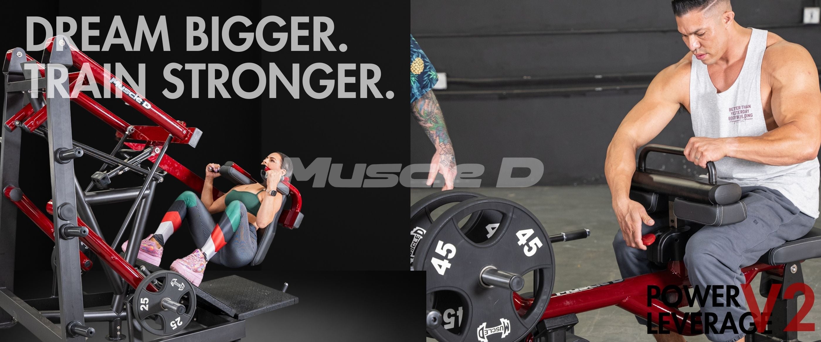 black and maroon plate loaded pendulum squat and seated calf and tib machine