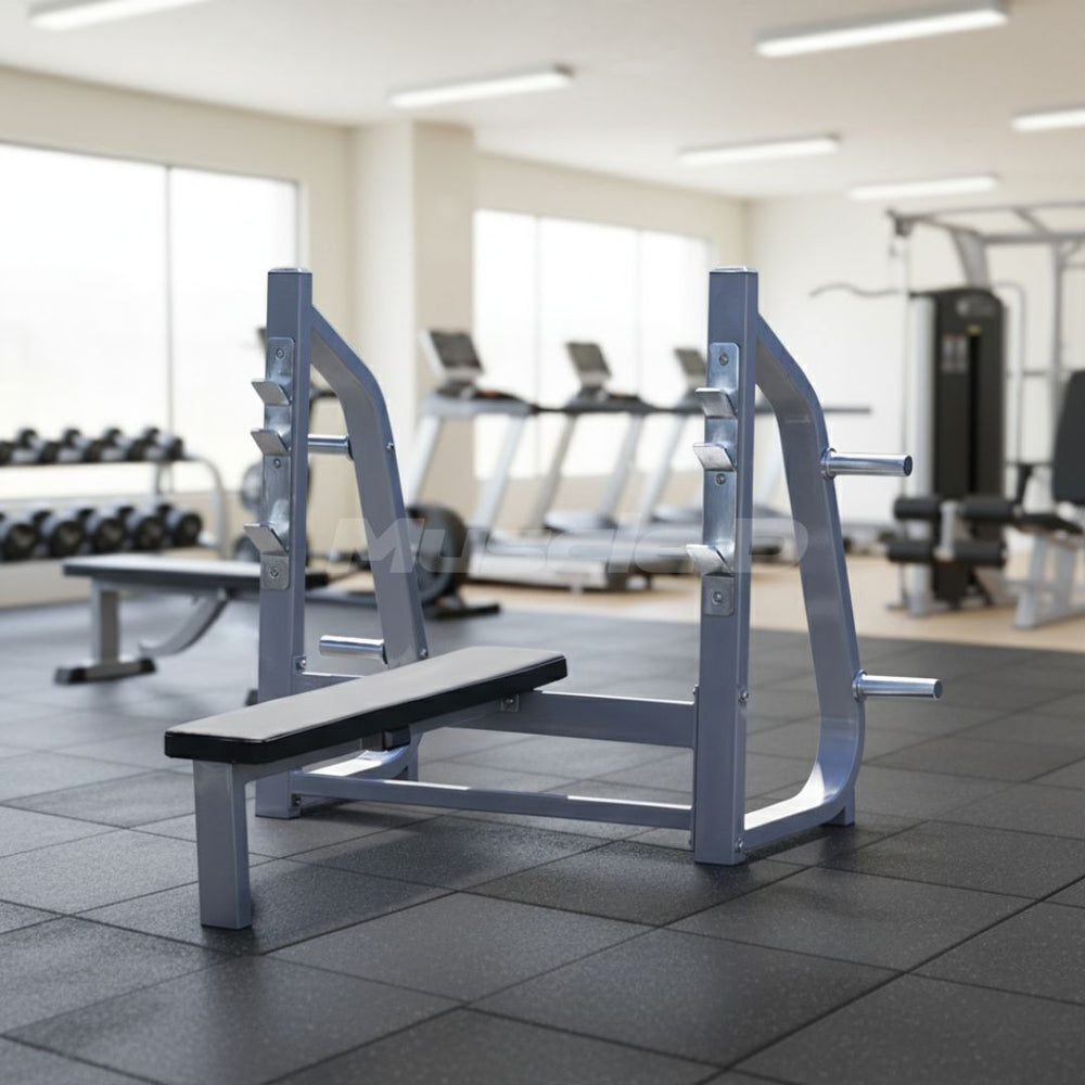 Olympic Flat Bench - Muscle D Fitness - 11 Gauge Steel - Commercial Up