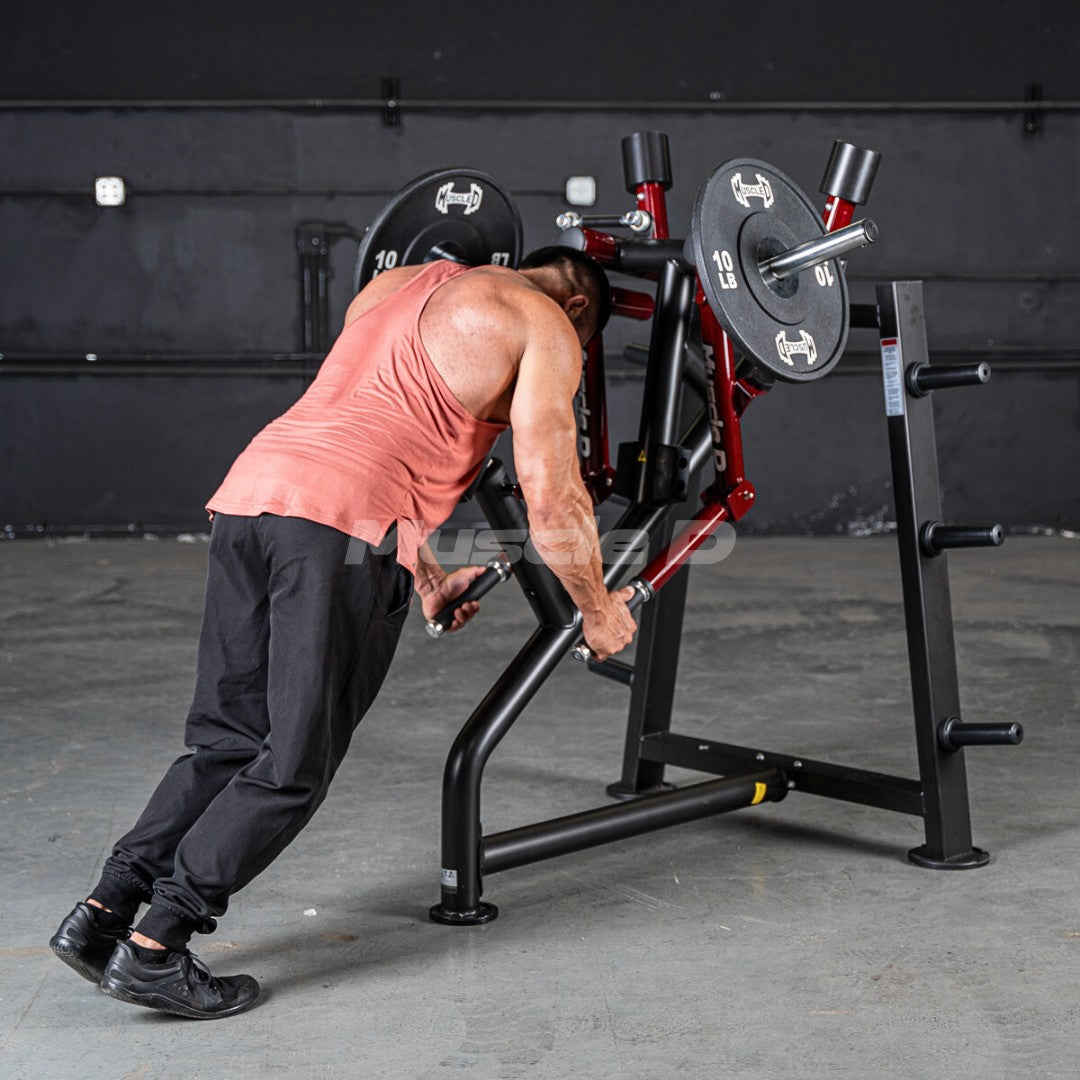 Person using a Power Leverage V2 Rear Delt machine in a gym setting by Muscle D Fitness