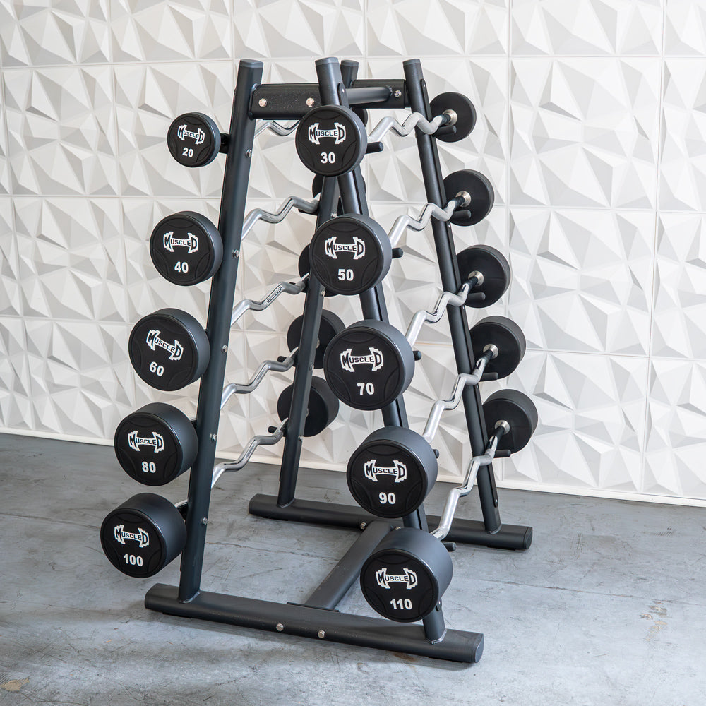 Pro Urethane Barbell Set(Straight or Curl) - 20 to 110 lbs (Barbell Set Only) - Muscle D Fitness - Premium Quality Urethane Barbell Set