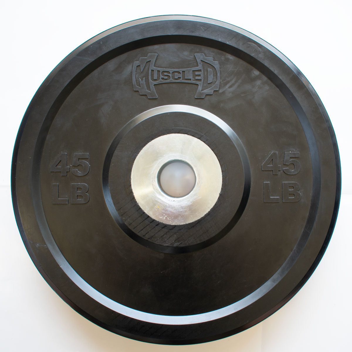 Classic Bumper Plates with Steel Center Hub per Pair Muscle D Fitness Virgin Rubber 45lb x 2