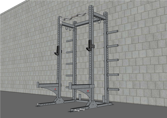 TGrip Commercial Half Rack - 3x3 Steel - Functional Multi-Grip Pull-Up - Bar & Plate Storage - J-Hooks