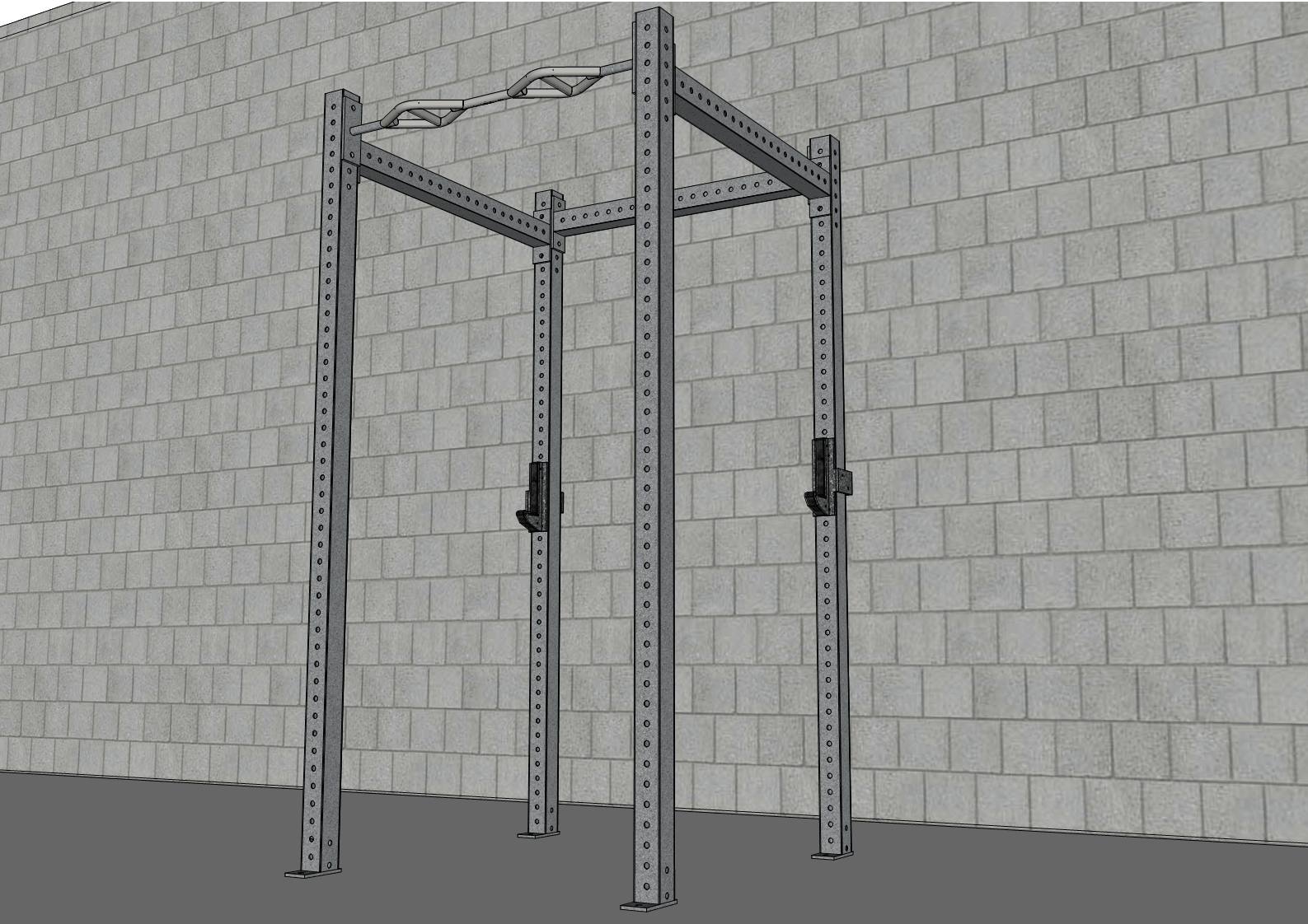 TGrip Basic Commercial 4 Post Rack - 3x3 Steel - Functional Multi-Grip Pull-Up - Sandwich Style J-Hooks