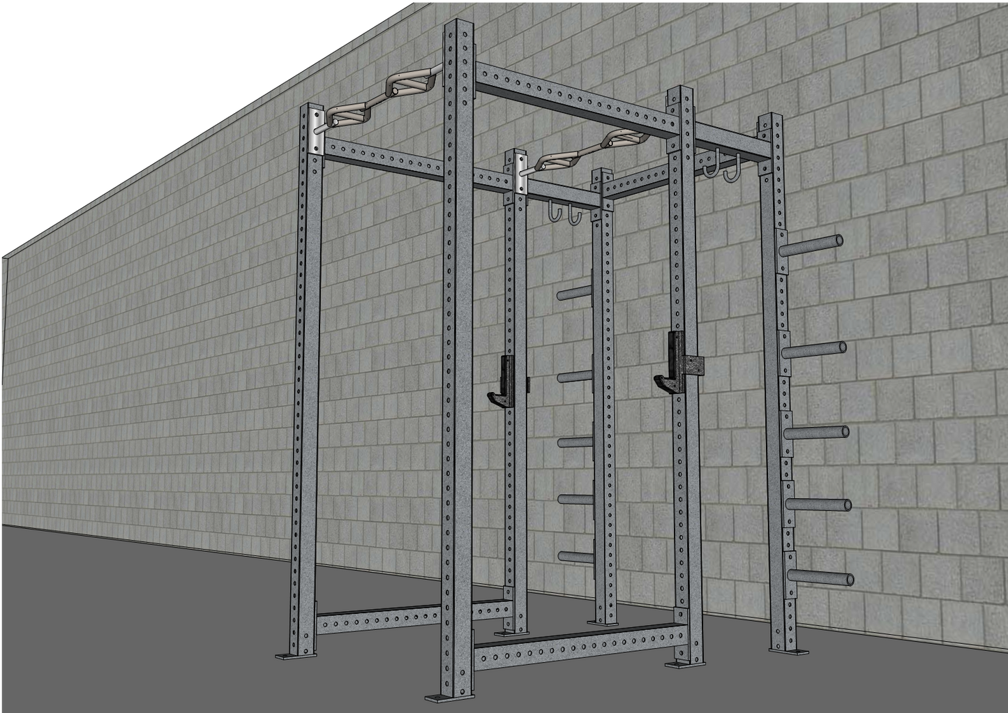 TGrip Commercial Full Power Rack - 3x3 Steel - Functional Multi-Grip Pull-Up - Plate Storage - J-Hooks