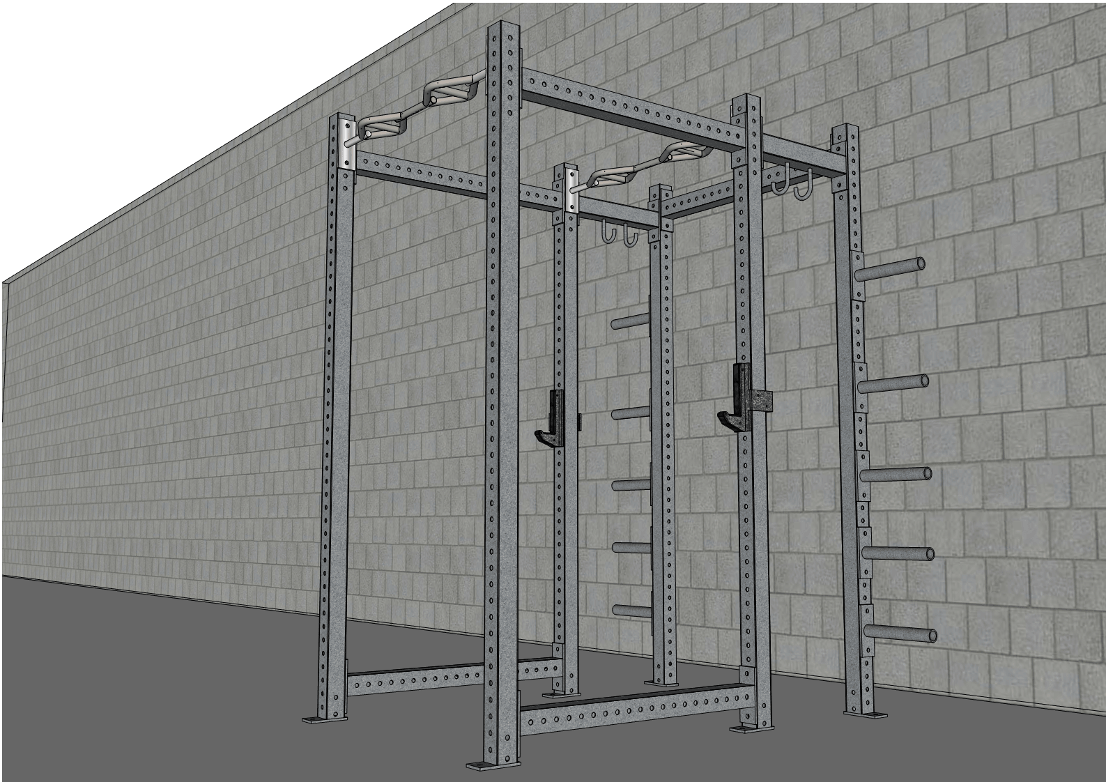 TGrip Commercial Full Power Rack - 3x3 Steel - Functional Multi-Grip Pull-Up - Plate Storage - J-Hooks