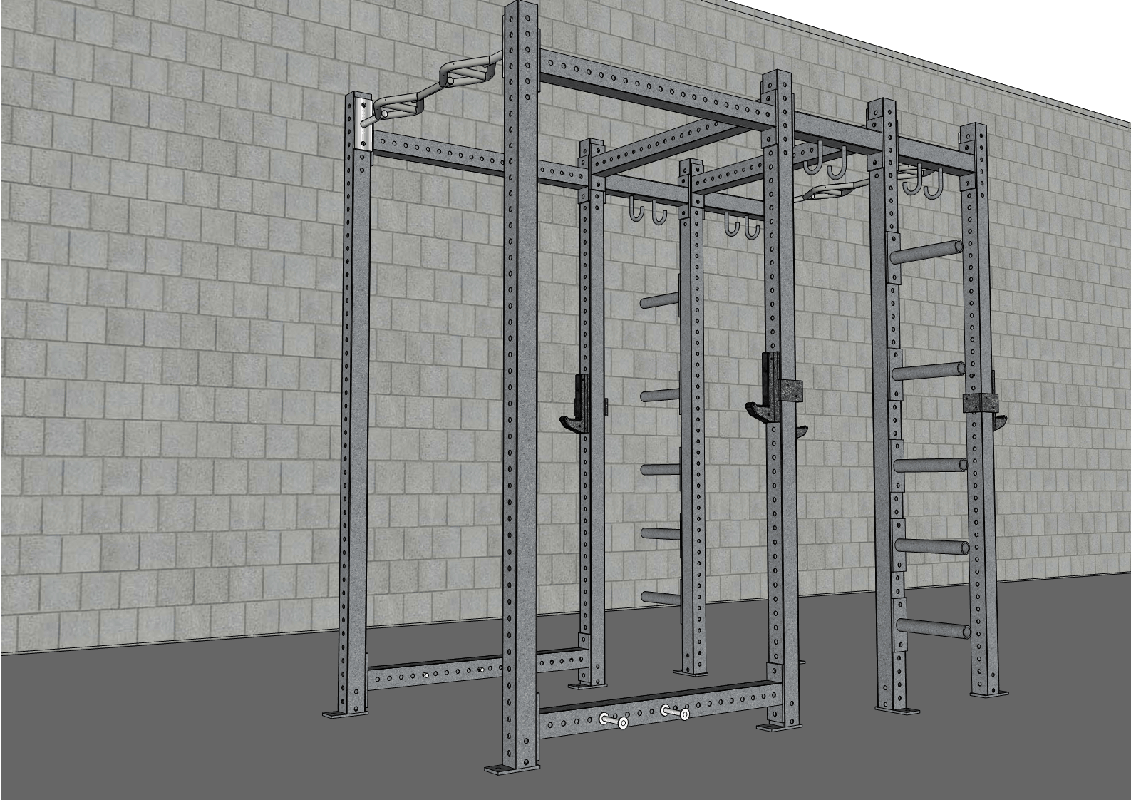 TGrip Commercial Rack and a Half - 3x3 Steel - Functional Multi-Grip Pull-Up - Plate Storage - J-Hooks