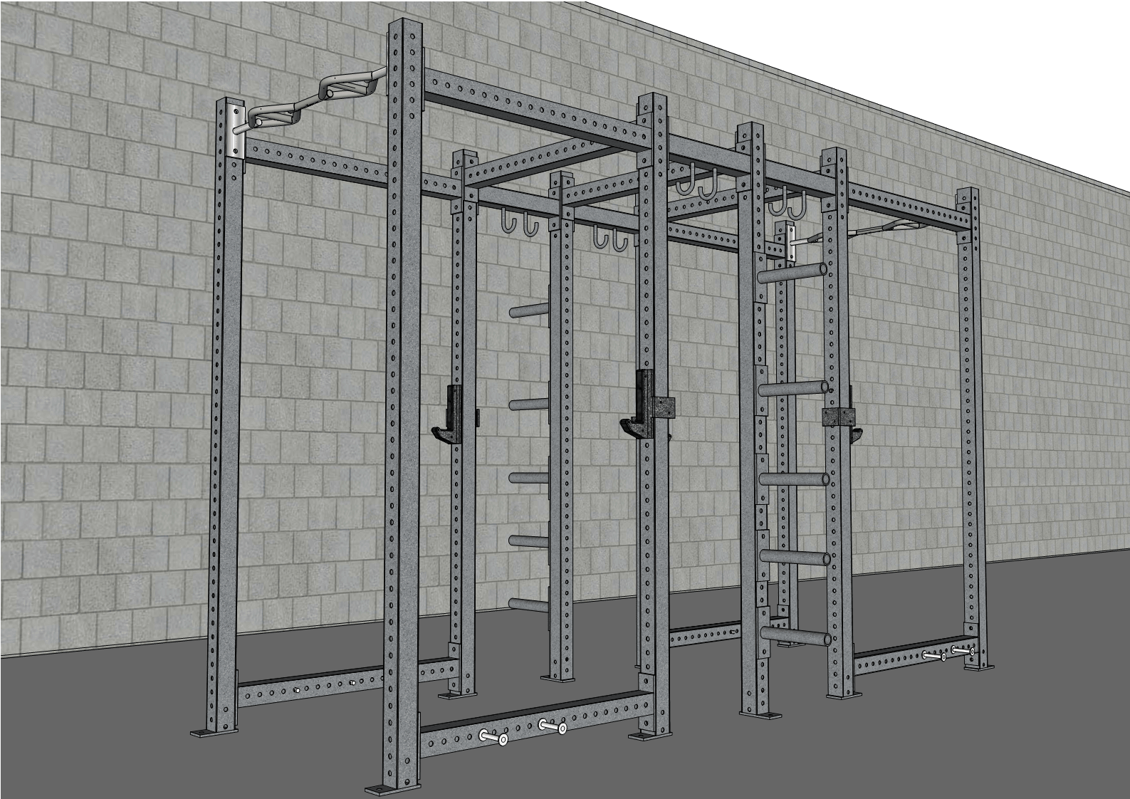 TGrip Commercial Dual Power Rack - 3x3 Steel - Functional Multi-Grip Pull-Up - Plate Storage - J-Hooks