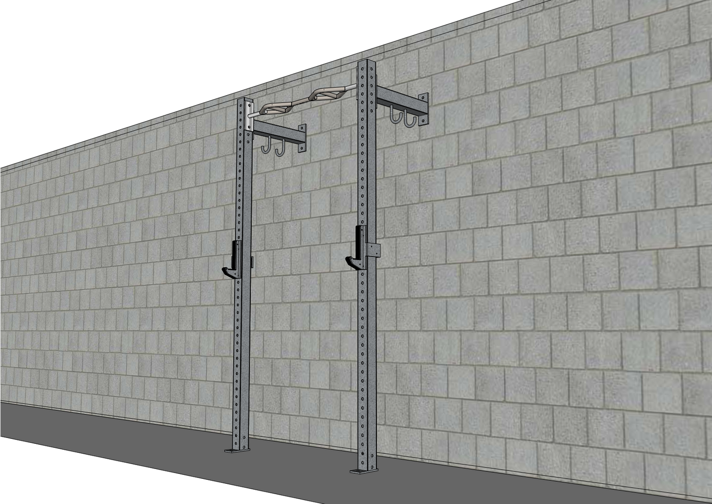 TGrip Commercial 4' Low Profile Wall Mount Rig - 3x3 Steel - Functional Multi-Grip Pull-Up - Sandwich Style J-Hooks