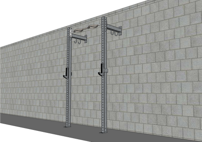 TGrip Commercial 4' Low Profile Wall Mount Rig - 3x3 Steel - Functional Multi-Grip Pull-Up - Sandwich Style J-Hooks