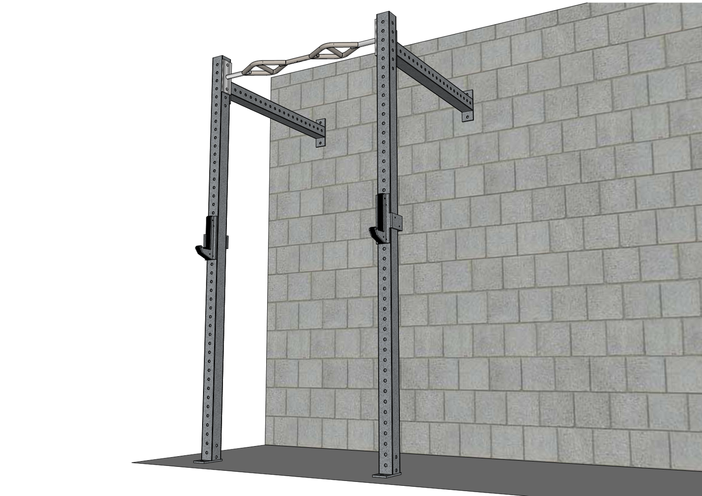 TGrip Commercial 4' Wall Mount Rig - 3x3 Steel - Functional Multi-Grip Pull-Up - Sandwich Style J-Hooks