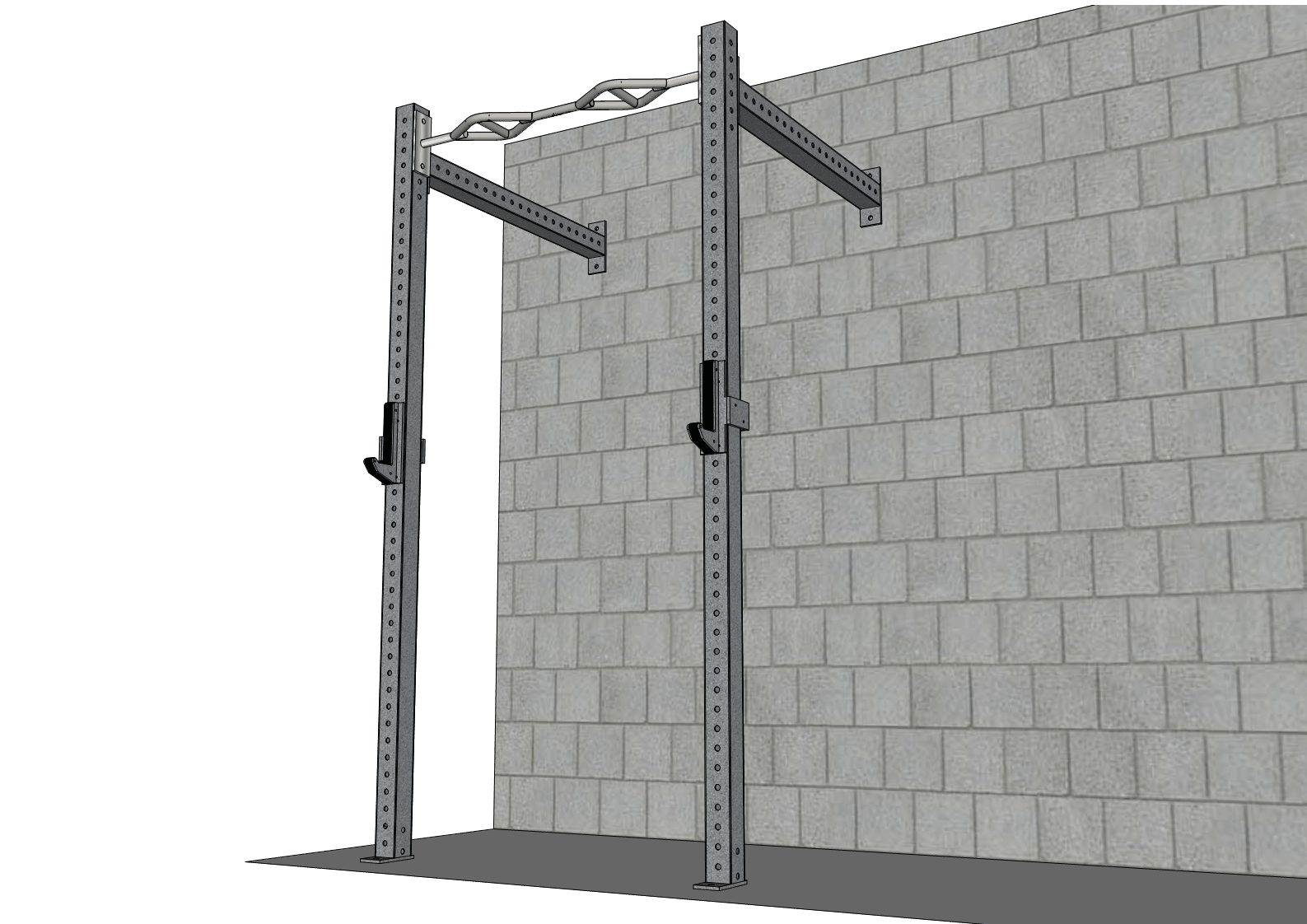 TGrip Commercial 4' Wall Mount Rig - 3x3 Steel - Functional Multi-Grip Pull-Up - Sandwich Style J-Hooks