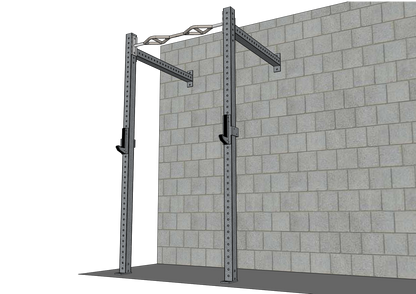 TGrip Commercial 4' Wall Mount Rig - 3x3 Steel - Functional Multi-Grip Pull-Up - Sandwich Style J-Hooks